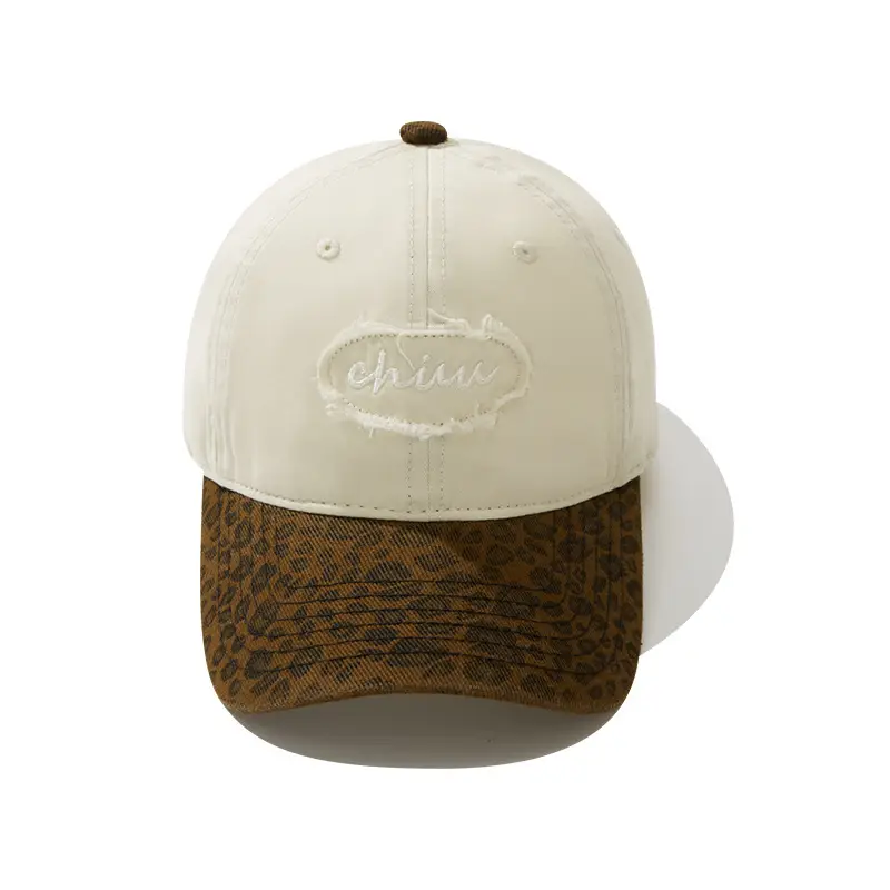 Brown Leopard Print Baseball Cap with "chin" Embroidery - Image 3
