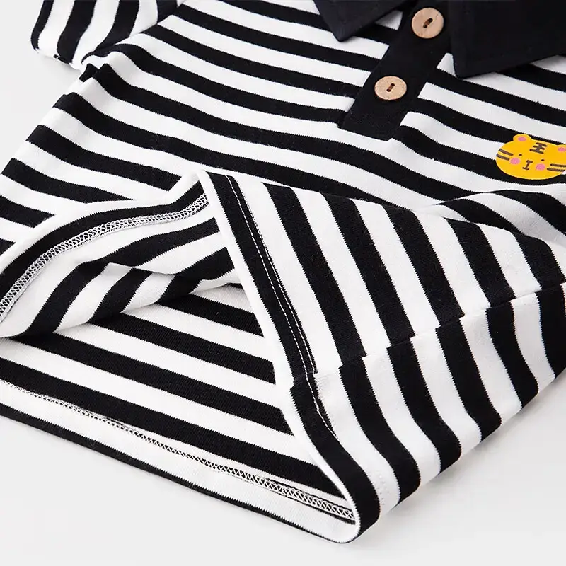Baby Striped Polo T-Shirt Black White Summer Wear - Image 7