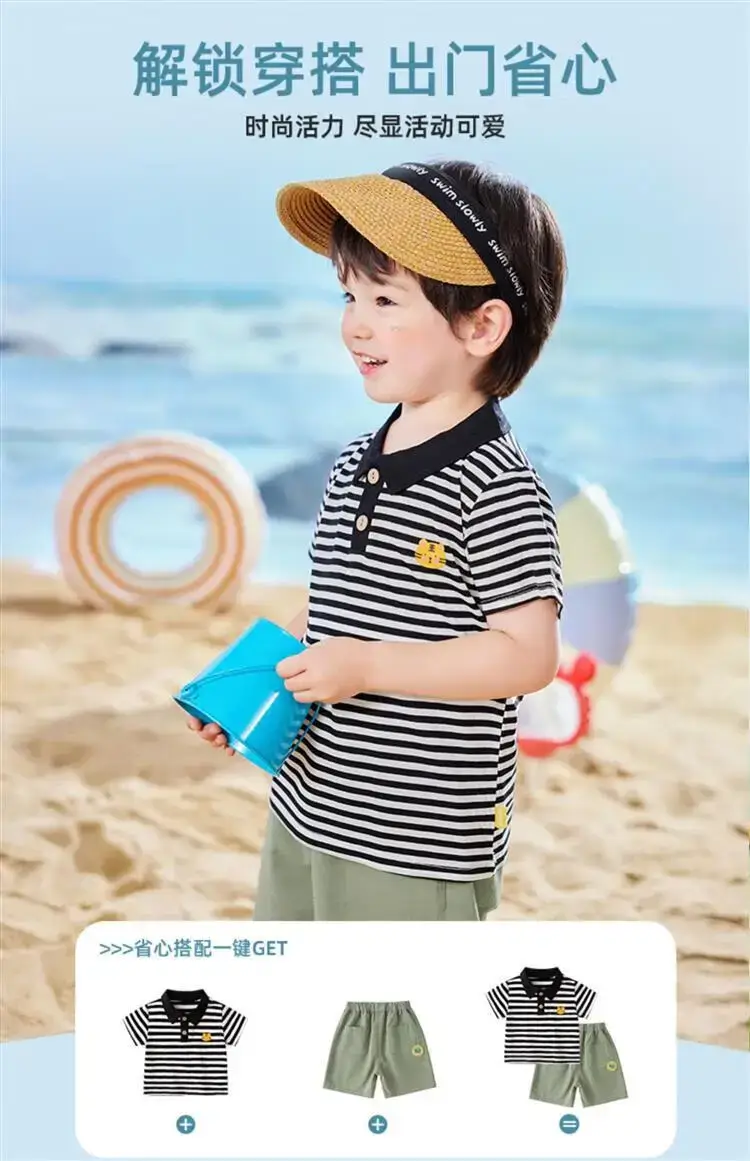 Baby Striped Polo T-Shirt Black White Summer Wear — feature 18