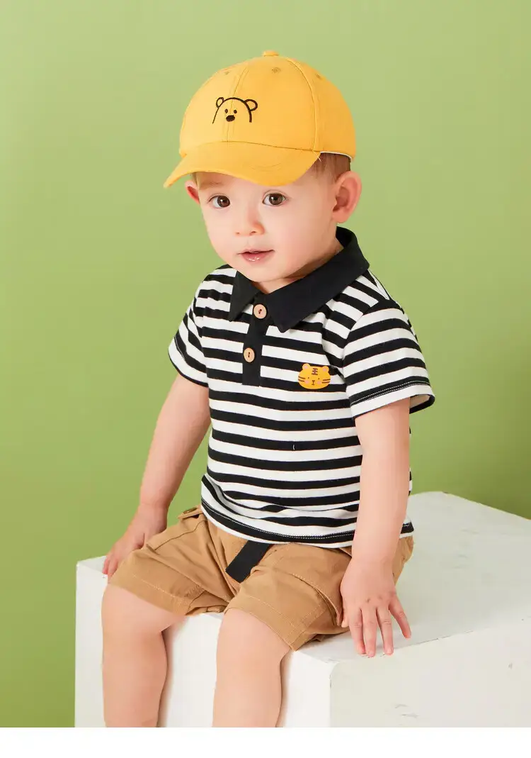 Baby Striped Polo T-Shirt Black White Summer Wear — feature 28