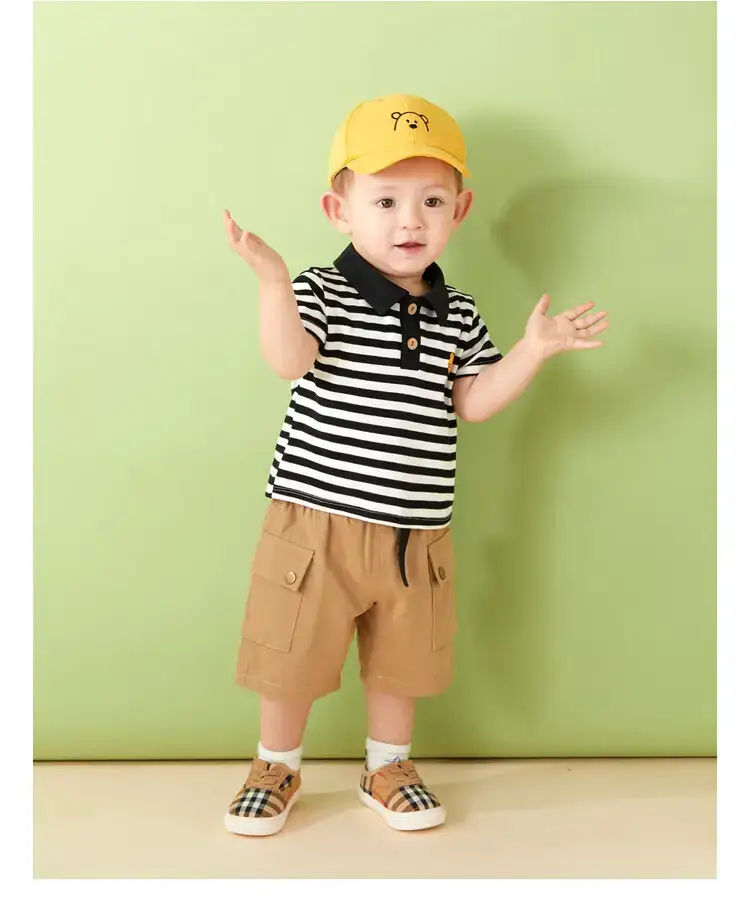 Baby Striped Polo T-Shirt Black White Summer Wear — feature 29