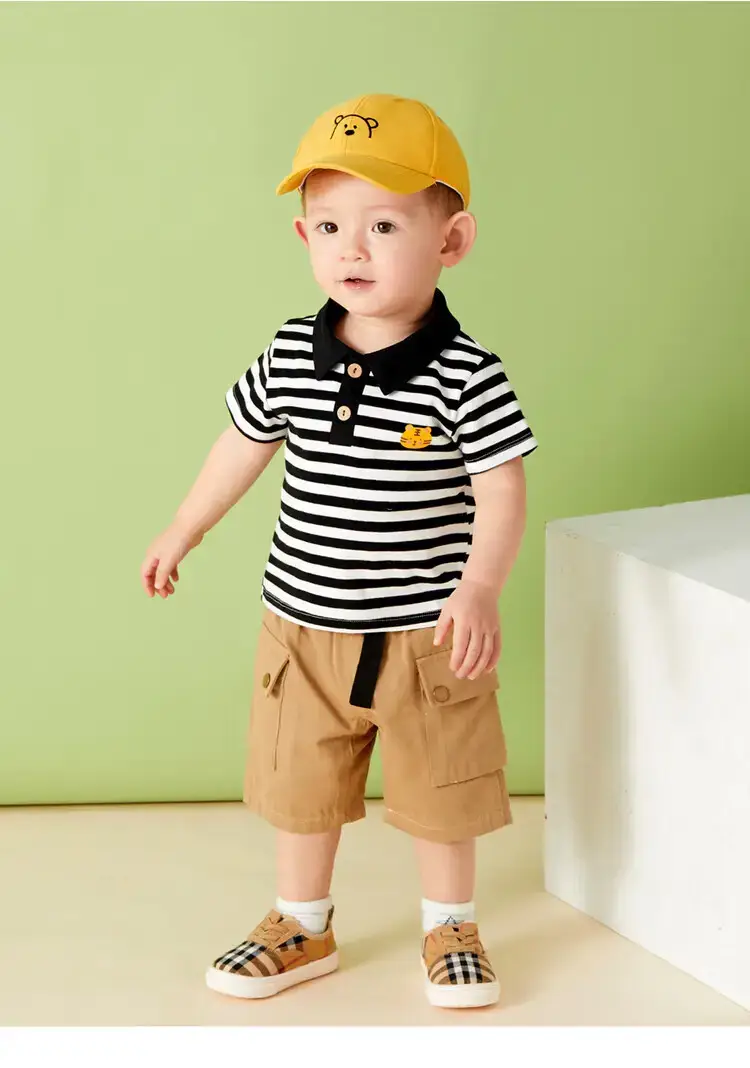 Baby Striped Polo T-Shirt Black White Summer Wear — feature 30