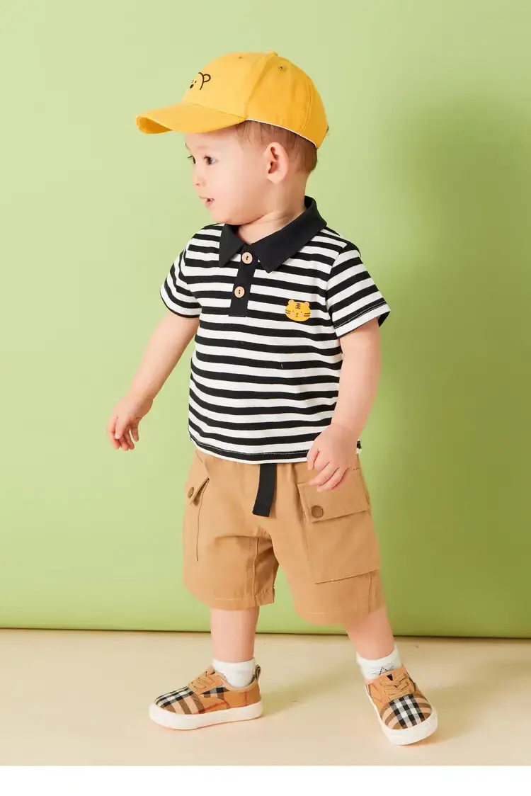 Baby Striped Polo T-Shirt Black White Summer Wear — feature 31