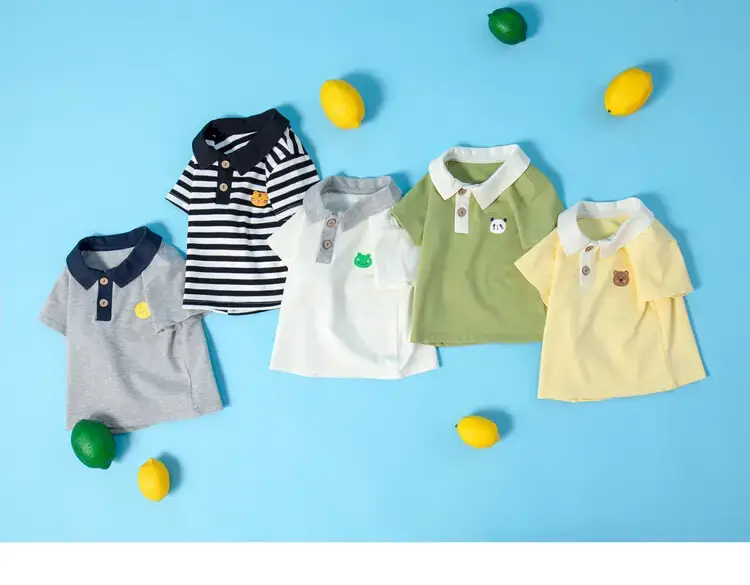 Baby Striped Polo T-Shirt Black White Summer Wear — feature 35