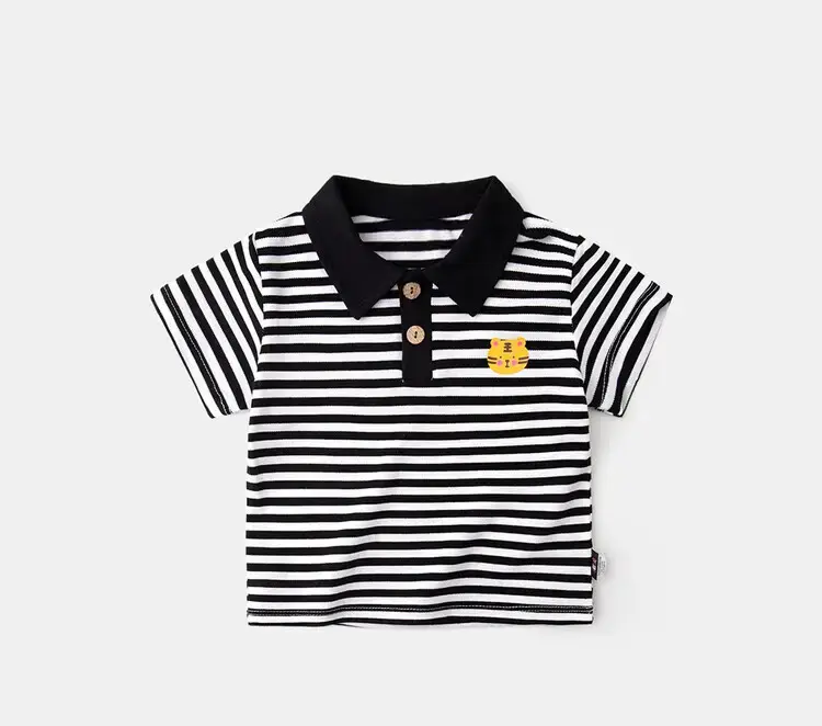 Baby Striped Polo T-Shirt Black White Summer Wear — feature 37
