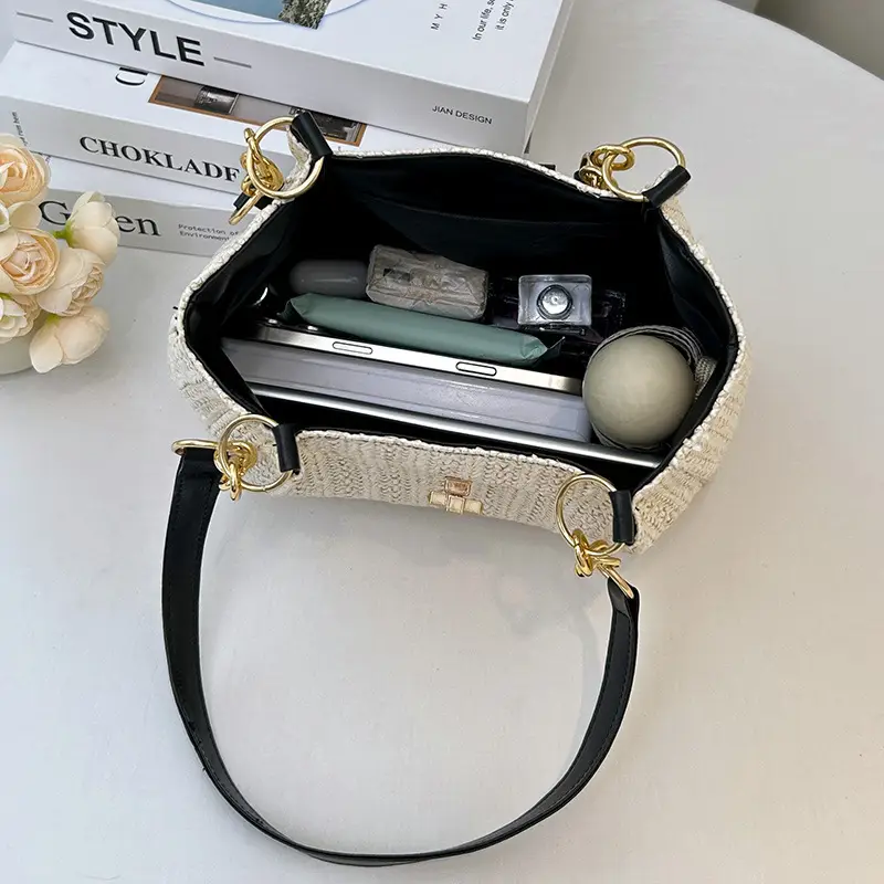 2025 Women's Straw Shoulder Bag with Wide Strap - Image 7