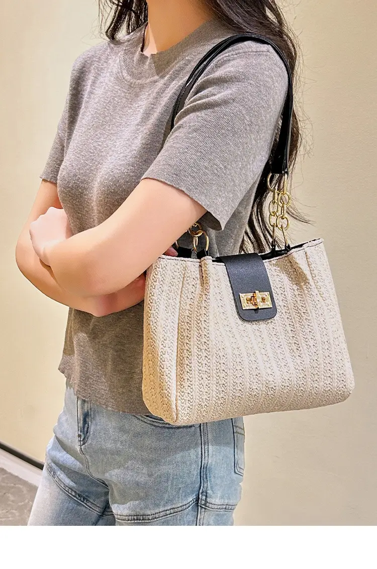 2025 Women's Straw Shoulder Bag with Wide Strap — feature 1