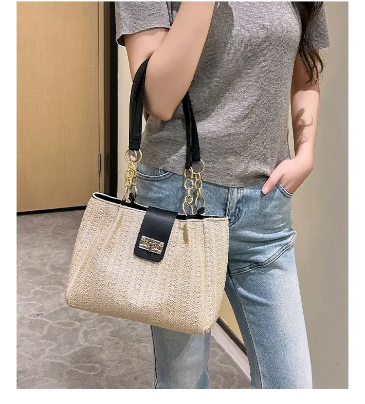 2025 Women's Straw Shoulder Bag with Wide Strap — feature 10