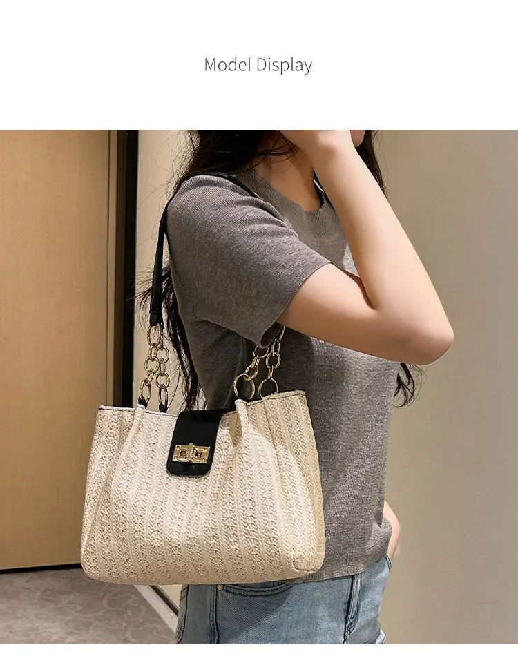 2025 Women's Straw Shoulder Bag with Wide Strap — feature 11