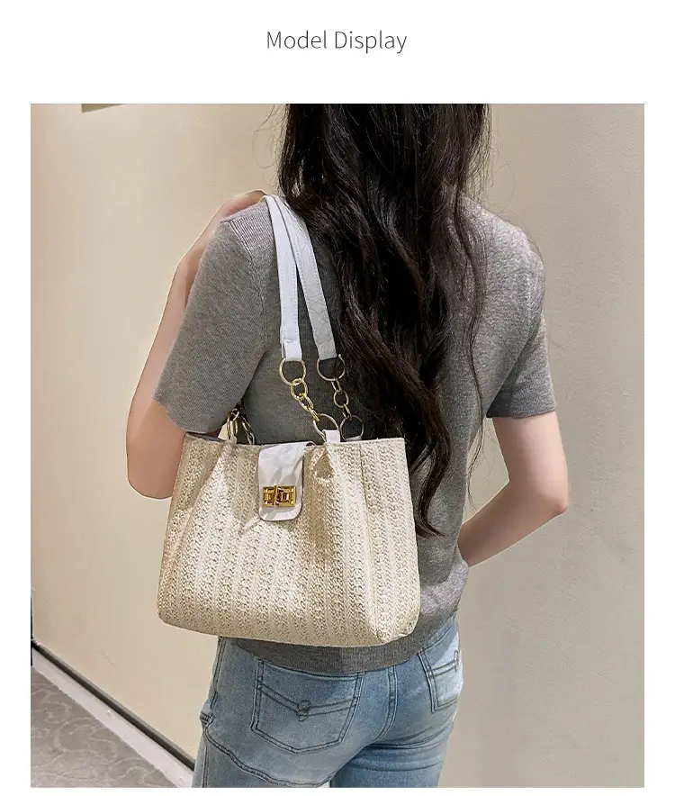 2025 Women's Straw Shoulder Bag with Wide Strap — feature 13