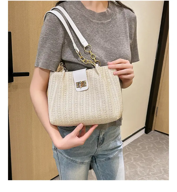 2025 Women's Straw Shoulder Bag with Wide Strap — feature 14