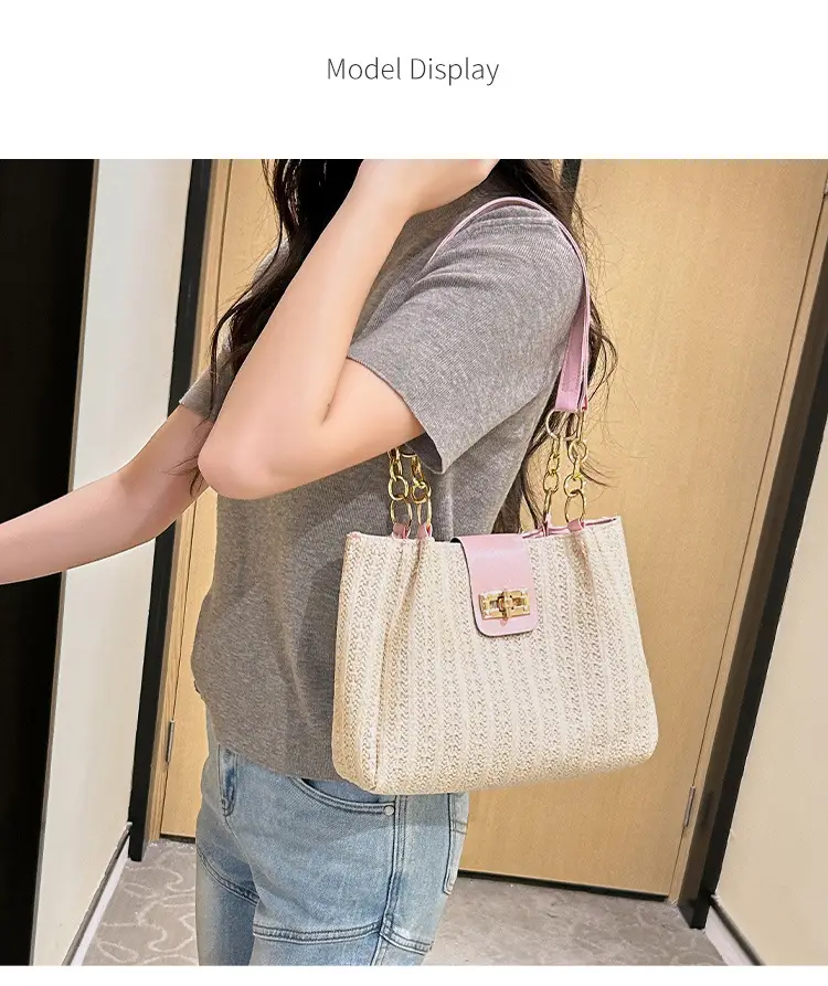 2025 Women's Straw Shoulder Bag with Wide Strap — feature 15