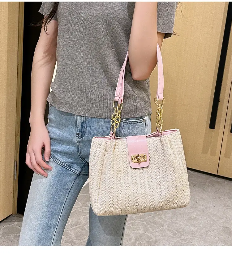 2025 Women's Straw Shoulder Bag with Wide Strap — feature 16