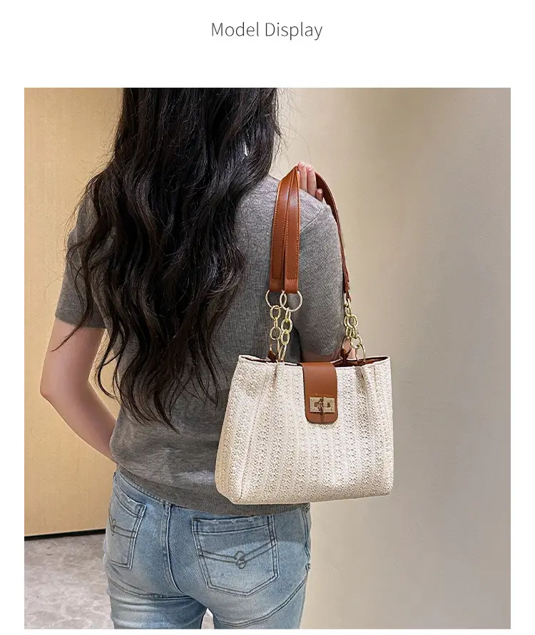 2025 Women's Straw Shoulder Bag with Wide Strap — feature 17