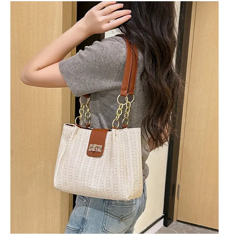 2025 Women's Straw Shoulder Bag with Wide Strap — feature 18