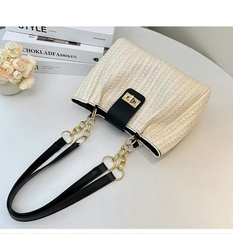 2025 Women's Straw Shoulder Bag with Wide Strap — feature 24
