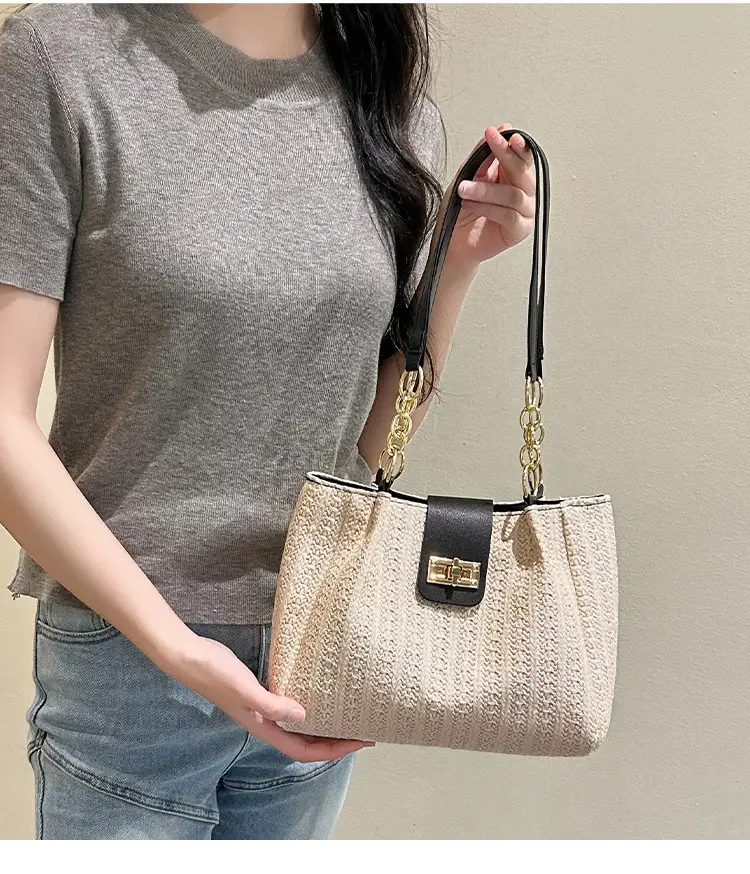 2025 Women's Straw Shoulder Bag with Wide Strap — feature 8