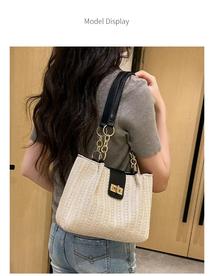 2025 Women's Straw Shoulder Bag with Wide Strap — feature 9