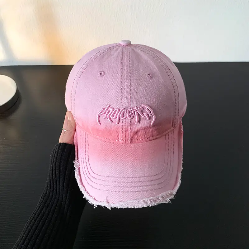 Vintage Distressed Cap with Letter Embroidery for Women