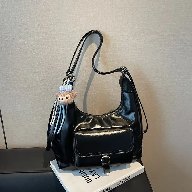 Black Crossbody Tote Bag for Women Large Capacity 2025 - Image 5