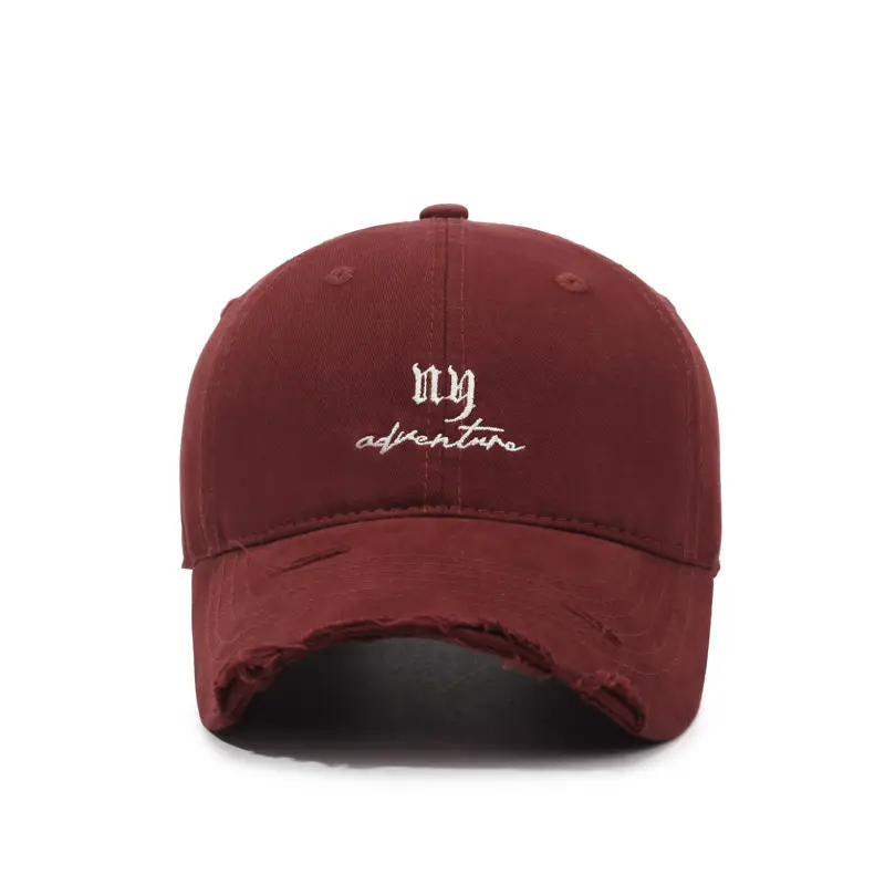 Women's Beige Washed Hole Embroidered Baseball Cap - Image 9
