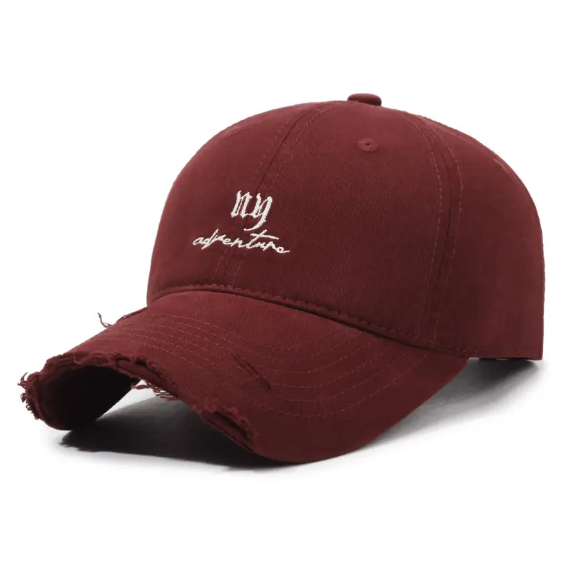 Women's Beige Washed Hole Embroidered Baseball Cap - Image 11