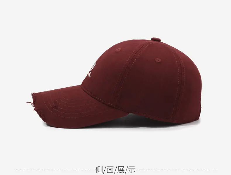 Women's Beige Washed Hole Embroidered Baseball Cap — feature 11