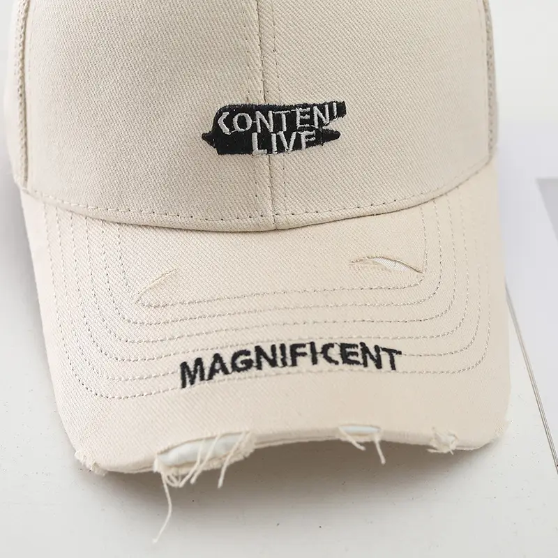 Women's Beige Mesh Cap with Embroidered Logo — feature 3