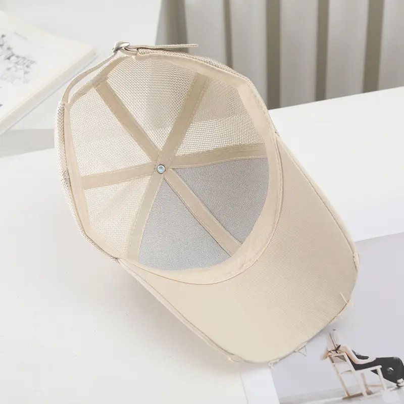 Women's Beige Mesh Cap with Embroidered Logo — feature 4