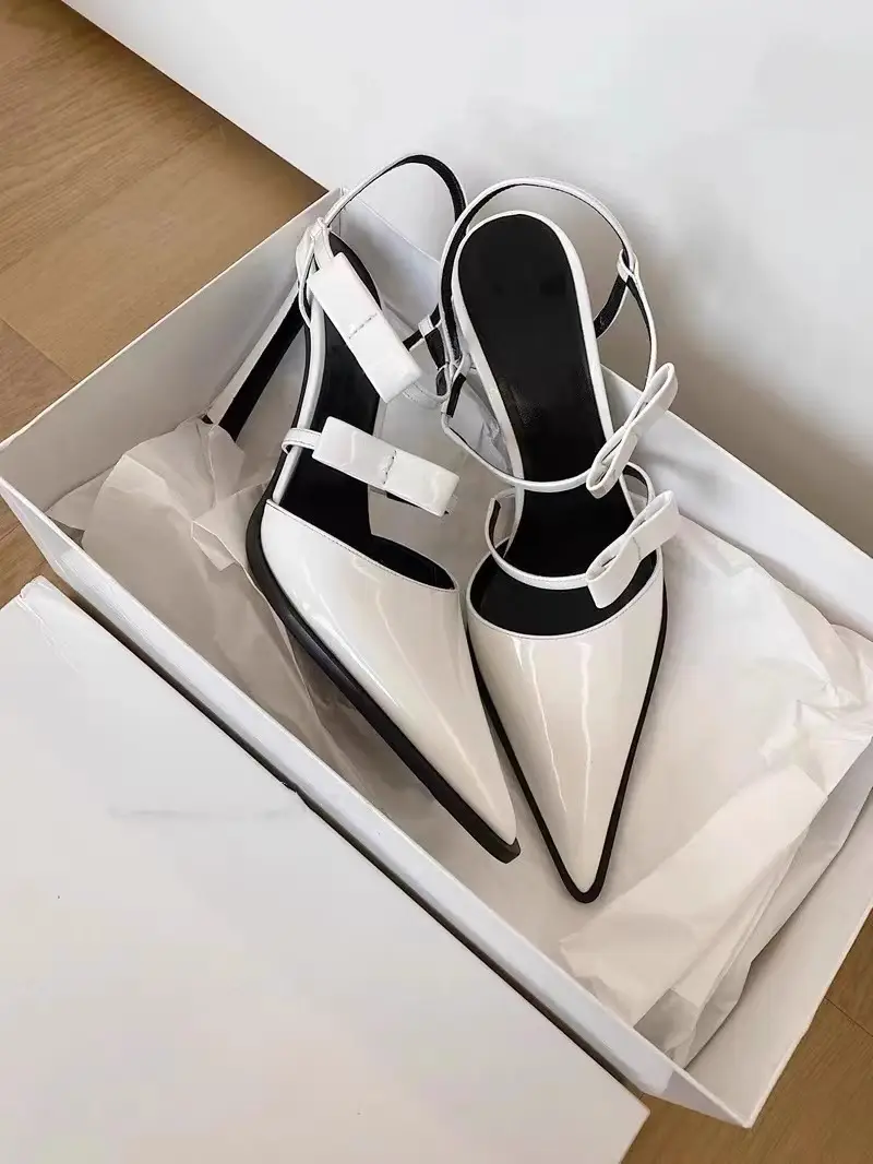 European and American Style Single-Strap Personalized Patent Leather Pointed-Toe Bow High-Heeled Sandals for Women, New Spring 2026 Model — feature 10