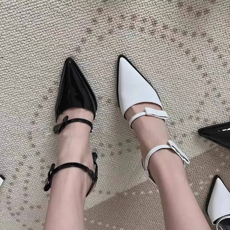 European and American Style Single-Strap Personalized Patent Leather Pointed-Toe Bow High-Heeled Sandals for Women, New Spring 2026 Model — feature 8