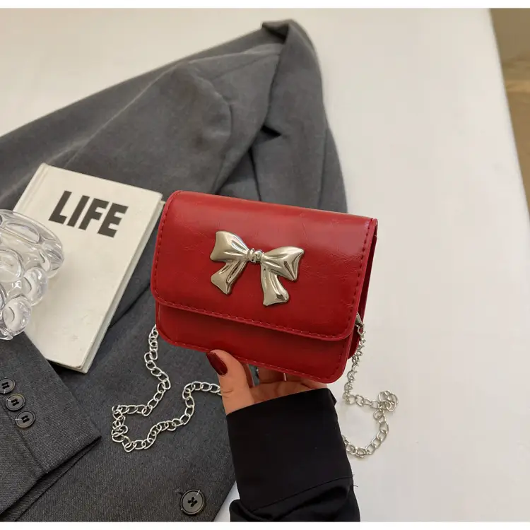 Red Bow Chain Shoulder Bag for Women 2025 - Image 5