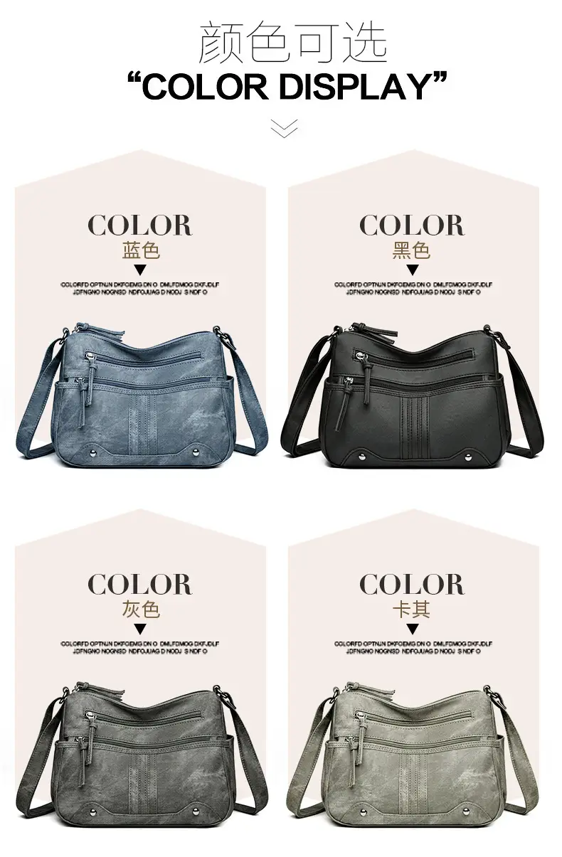 Elegant Grey Women's Shoulder Bag with Zip Pockets — feature 5