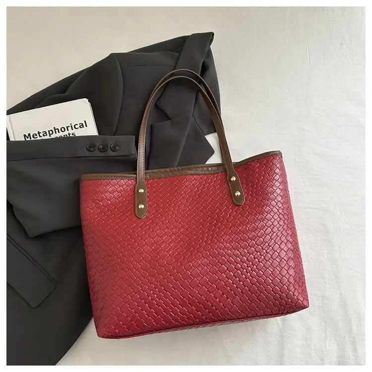 Women Woven Red Handbag Large Capacity Casual Shoulder Bag — feature 20