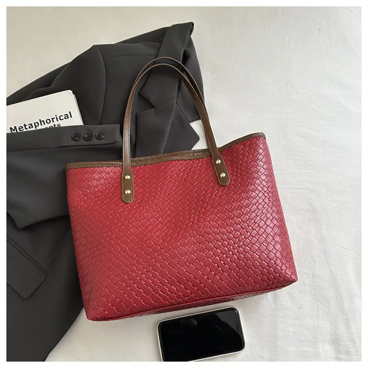 Women Woven Red Handbag Large Capacity Casual Shoulder Bag — feature 22