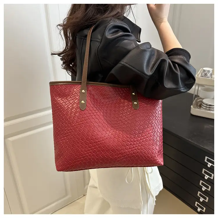 Women's White Woven Tote Bag Large Capacity Shoulder Bag — feature 9