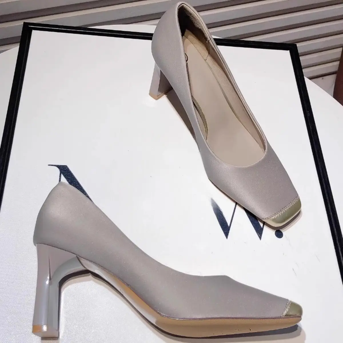 French Lady Square Toe High Heels 2024 Spring Autumn - Image 3
