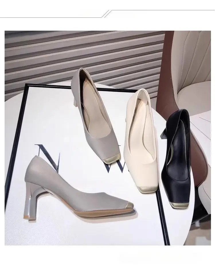 French Lady Square Toe High Heels 2024 Spring Autumn — feature 2