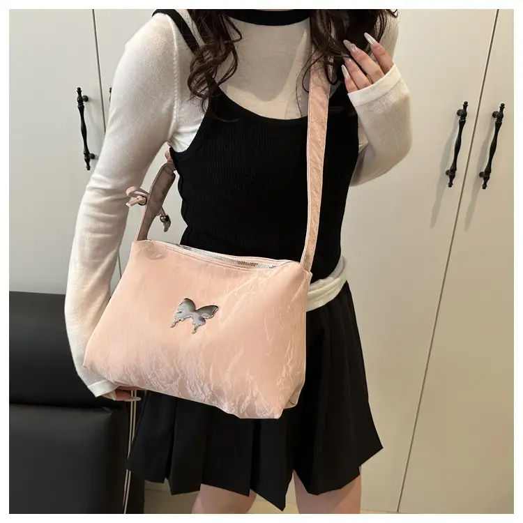 Women's Pleated Butterfly Shoulder Bag Pink 2025 — feature 24