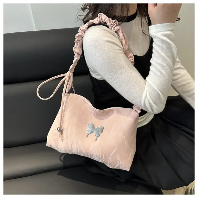 Women's Pleated Butterfly Shoulder Bag Pink 2025 — feature 25