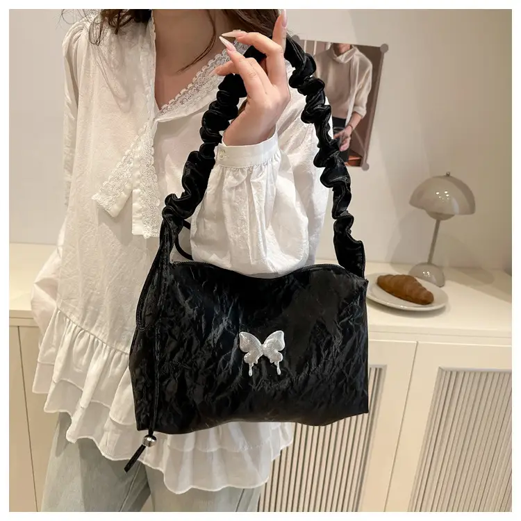 Women's Pleated Butterfly Shoulder Bag Pink 2025 — feature 32