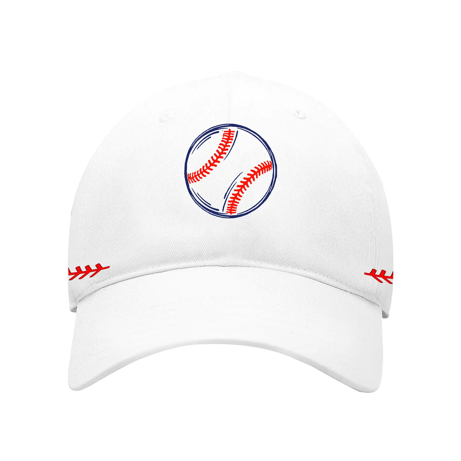 Men Baseball Cap White Red Stitched Cross-Border - Image 12