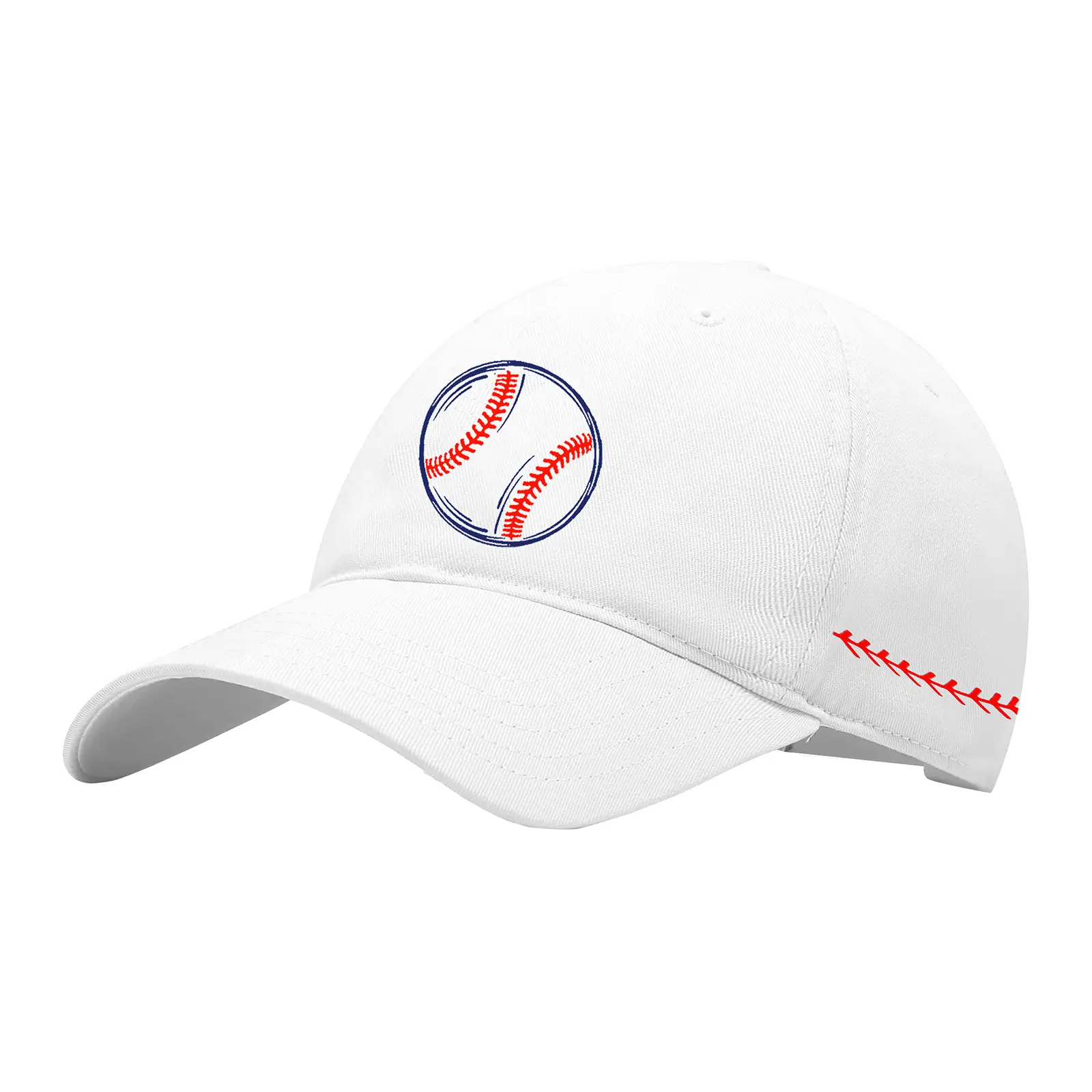 Men Baseball Cap White Red Stitched Cross-Border — feature 2