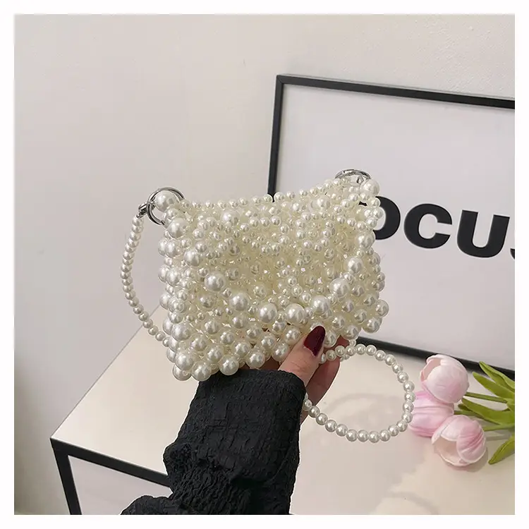 Pearl Chain Crossbody Bag Women's Fashionable Shoulder Bag - Image 6