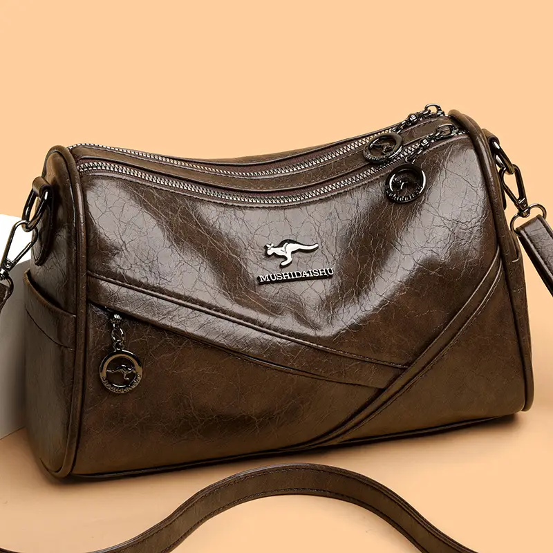 Brown Leather Shoulder Crossbody Bag for Women
