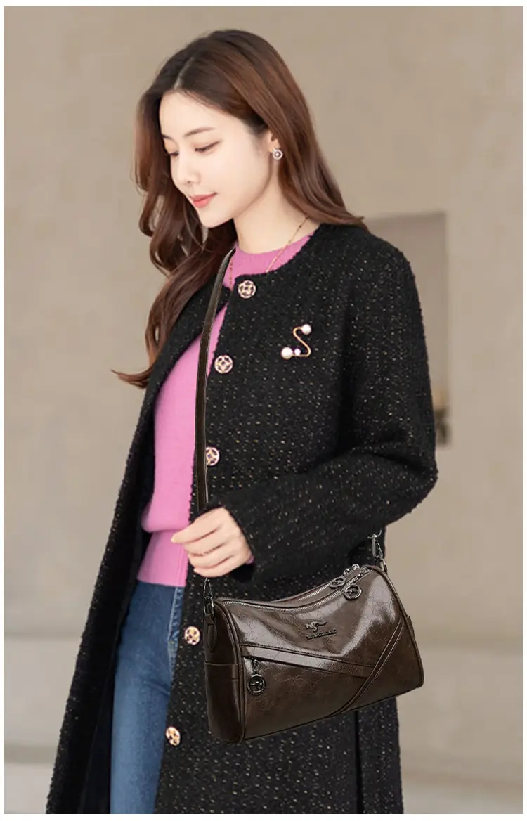 Brown Leather Shoulder Crossbody Bag for Women — feature 14