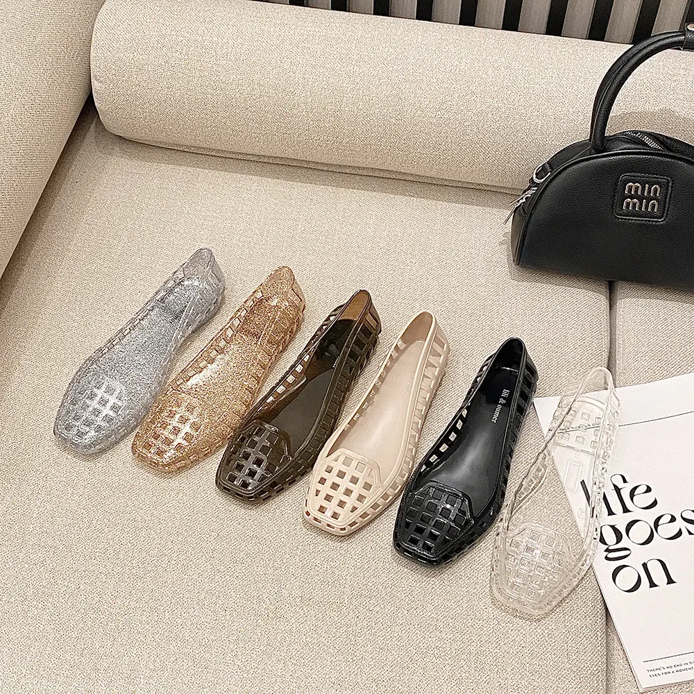 Shallow-Mouthed Single Shoes, Crystal Pvc Outdoor Casual Square-Toe Sandals, Slip-On Dance Shoes, Cool for Summer - Image 9