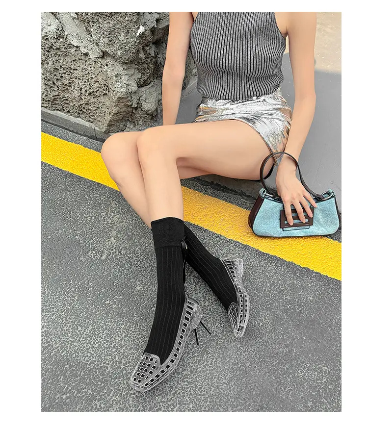 Shallow-Mouthed Single Shoes, Crystal Pvc Outdoor Casual Square-Toe Sandals, Slip-On Dance Shoes, Cool for Summer — feature 12