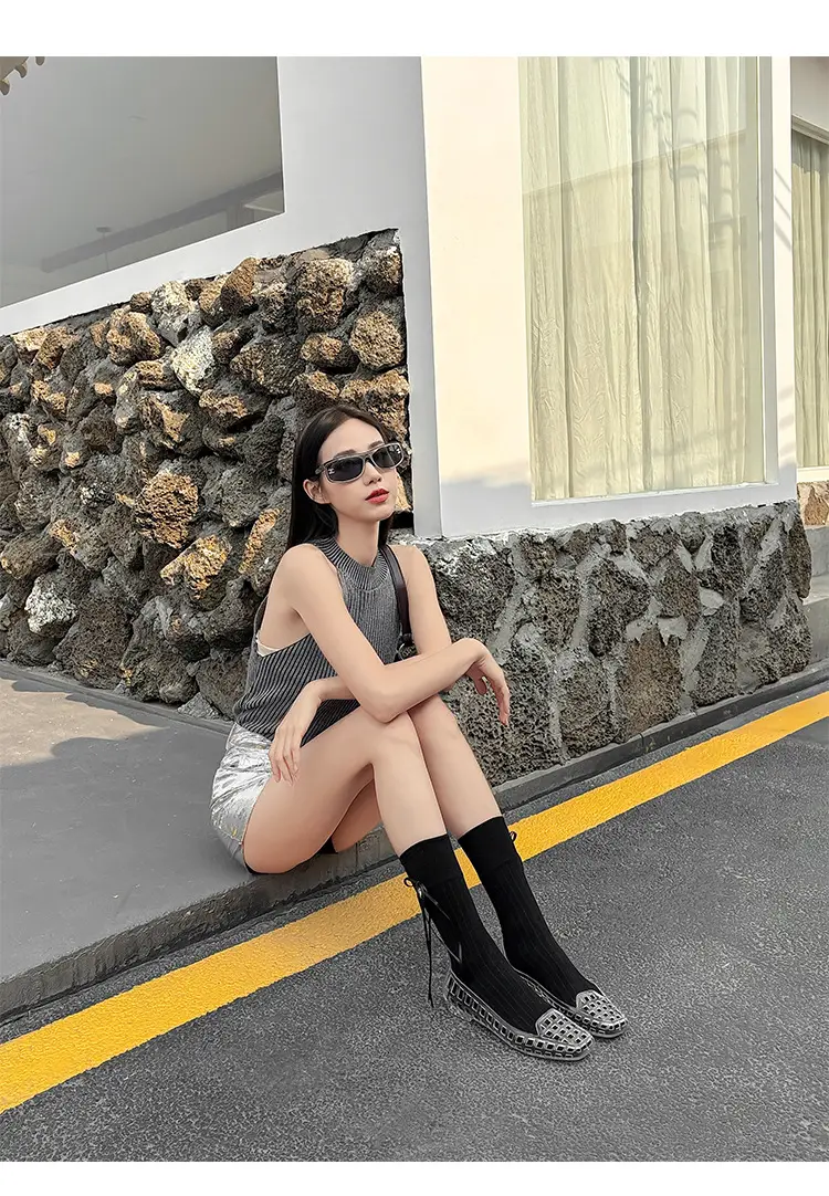 Shallow-Mouthed Single Shoes, Crystal Pvc Outdoor Casual Square-Toe Sandals, Slip-On Dance Shoes, Cool for Summer — feature 13