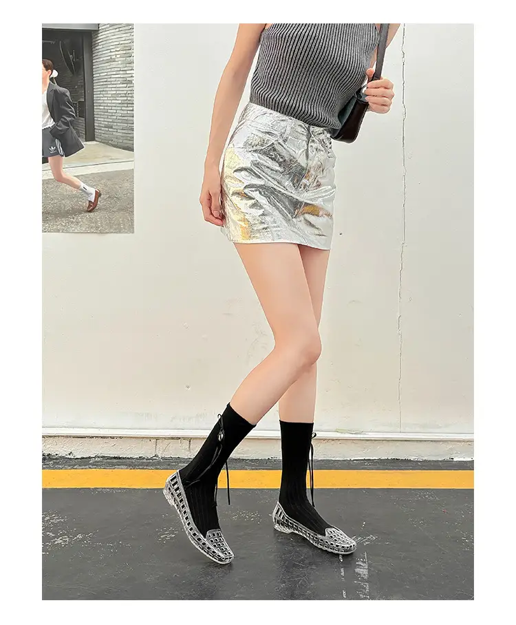 Shallow-Mouthed Single Shoes, Crystal Pvc Outdoor Casual Square-Toe Sandals, Slip-On Dance Shoes, Cool for Summer — feature 17